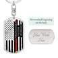 Firefighter Father Husband Dog Tag - Silver or Gold Keychain - Engraving option