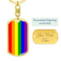 LGBT - 6 Color Pride Flag Dog Tag Keychain - Gold or Silver - Engraving Option