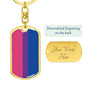 BiSexual Pride Flag - Dog Tag Keychain - Silver or Gold - Engraving Option