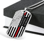 Firefighter Father Husband Silver Dog Tag Chain - Engraving Option