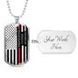Firefighter Father Husband Dog Tag Chain - Silver or Gold - Engraving Option