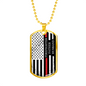 Firefighter Father Husband Silver Dog Tag Chain - Engraving Option