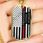 Firefighter Father Husband Silver Dog Tag Chain - Engraving Option