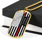 Firefighter Father Husband Silver Dog Tag Chain - Engraving Option