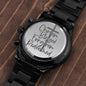 Beautiful Men's Black Chronograph Watch - Chosen, Blessed, Forgiven, Redeemed