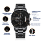 Beautiful Men's Black Chronograph Watch - Chosen, Blessed, Forgiven, Redeemed