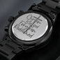 Beautiful Men's Black Chronograph Watch - Chosen, Blessed, Forgiven, Redeemed