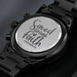Saved Through Faith Men's Black Chronograph Watch