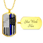 Police Father Husband - Dog Tag Chain - Silver or Gold - Engraving Option