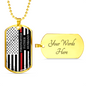 Firefighter Father Husband Silver Dog Tag Chain - Engraving Option
