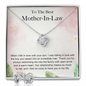 To The Best Mother-In-Law Stunning 3pc Set Love Knot Necklace and Matching Earrings