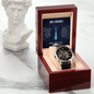 Men's Openwork Watch in Luxury Mahogany Box - For Dad My Hero