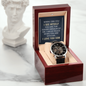 Men's Openwork Watch in Luxury Mahogany Box - Gift for Son