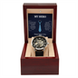 Men's Openwork Watch in Luxury Mahogany Box - For Dad My Hero