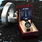 Men's Openwork Watch in Luxury Mahogany Box - For Dad My Hero