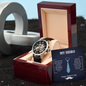 Men's Openwork Watch in Luxury Mahogany Box - For Dad My Hero