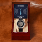 Men's Openwork Watch in Luxury Mahogany Box - For Dad My Hero