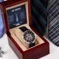 Men's Openwork Watch in Luxury Mahogany Box - For Dad My Hero