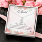 To My Girlfriend Happy Valentine's Day Petite Ribbon Shaped Pendant Necklace