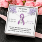 PANCREATIC CANCER Ribbon - My Sister is a Warrior - Pancreatic Cancer Ribbon Necklace Supporting Sister