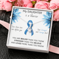 COLON CANCER Ribbon - My DAUGHTER is a Warrior - Beautiful Ribbon Necklace - Cancer Awareness for Daughter
