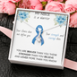 COLON CANCER RIBBON - My NIECE is a Warrior - Beautiful Ribbon Necklace - Cancer Awareness for Niece