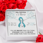 OVARIAN CANCER Ribbon My SISTER is a Warrior - Beautiful Ribbon Necklace - Cancer Awareness for Sister