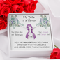 PANCREATIC CANCER Ribbon - My Wife is a Warrior - Pancreatic Cancer Ribbon Necklace Supporting Wife