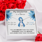 COLON CANCER Ribbon - My DAUGHTER is a Warrior - Beautiful Ribbon Necklace - Cancer Awareness for Daughter