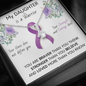 PANCREATIC CANCER Ribbon My DAUGHTER is a Warrior - Silver Ribbon Necklace Supporting Daughter