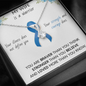 COLON CANCER RIBBON - My WIFE is a Warrior - Beautiful Ribbon Necklace - Cancer Awareness for Wife