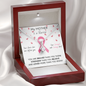 BREAST CANCER Ribbon My MOTHER Is A Warrior - Beautiful Ribbon Necklace - Breast Cancer Awareness for Mother