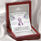 PANCREATIC CANCER Ribbon My DAUGHTER is a Warrior - Silver Ribbon Necklace Supporting Daughter