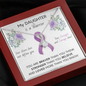 PANCREATIC CANCER Ribbon My DAUGHTER is a Warrior - Silver Ribbon Necklace Supporting Daughter