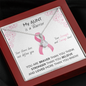 BREAST CANCER Ribbon My AUNT Is A Warrior - Beautiful Ribbon Necklace - Breast Cancer Awareness for Aunt