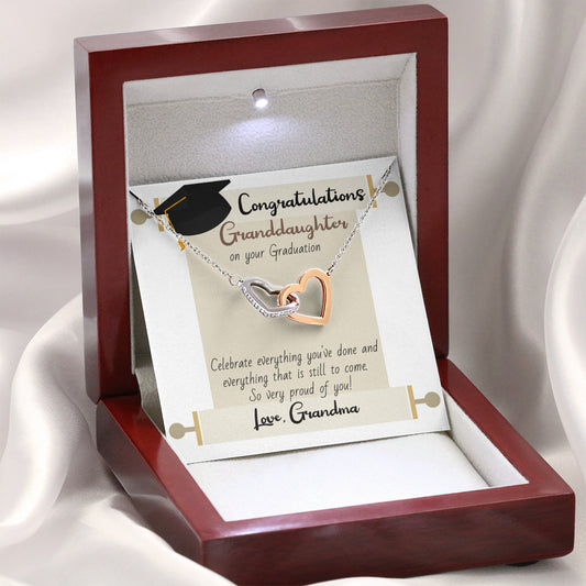 Congratulations Granddaughter Two Hearts Necklace from Grandma