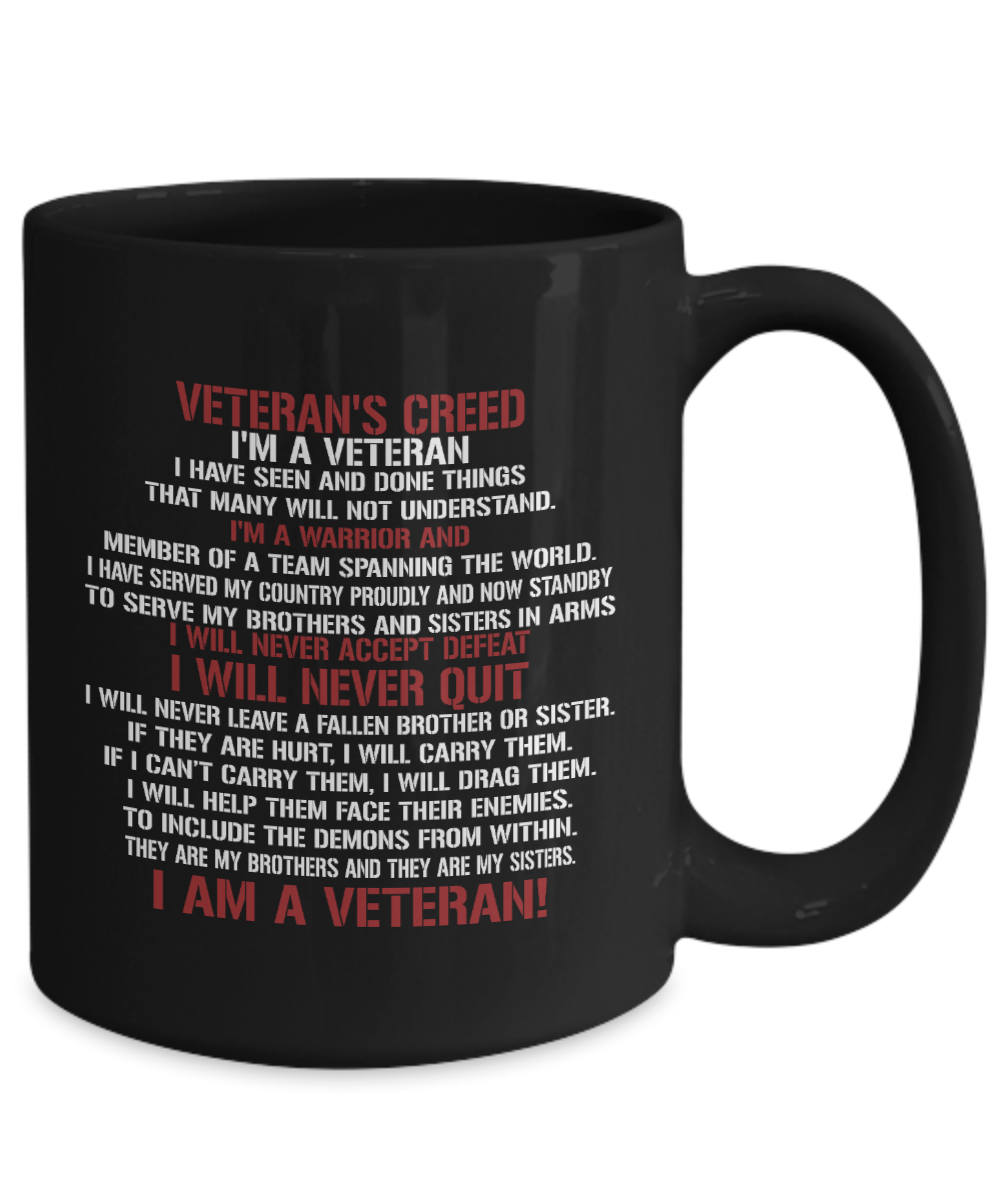 Veteran's Creed 15oz Black Ceramic Mug
