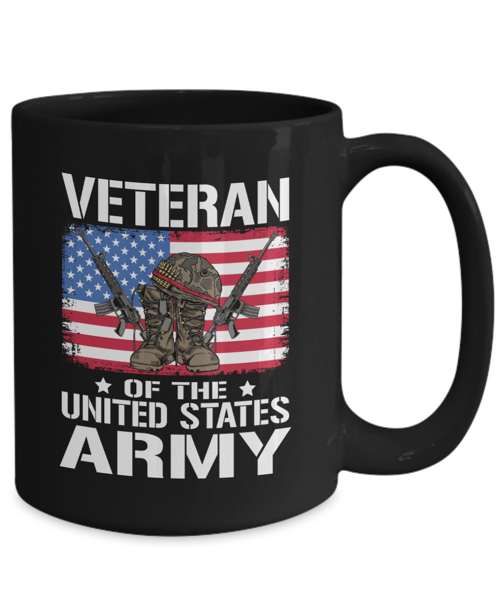 Veteran of the United States Army 15oz Black Ceramic Mug
