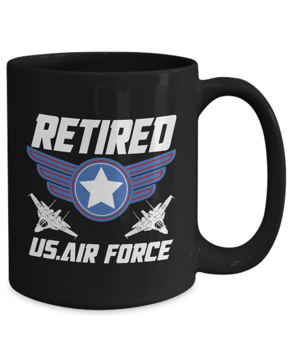 Retired US Air Force 15oz Black Ceramic Mug