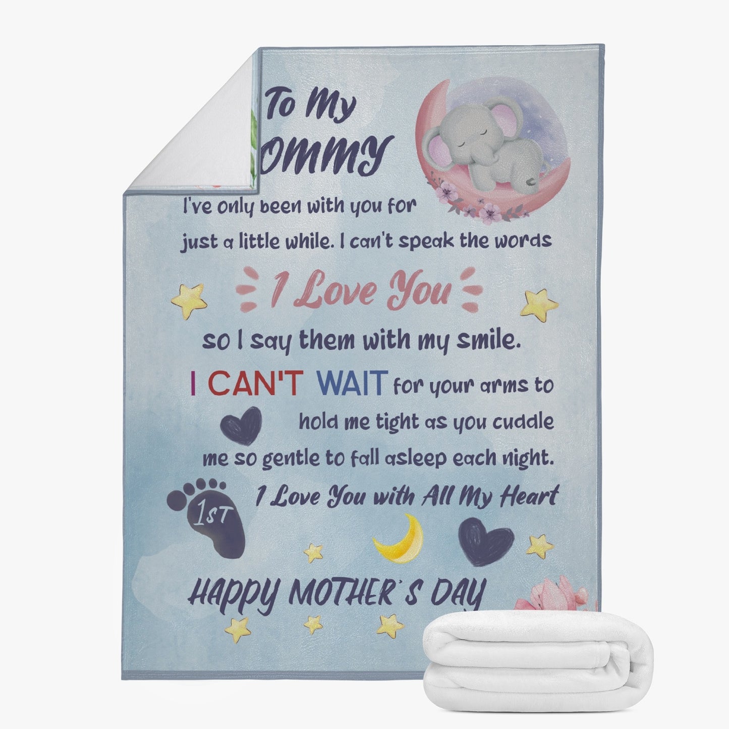 Happy 1st Mother's Day Dual-sided Stitched Fleece Blanket