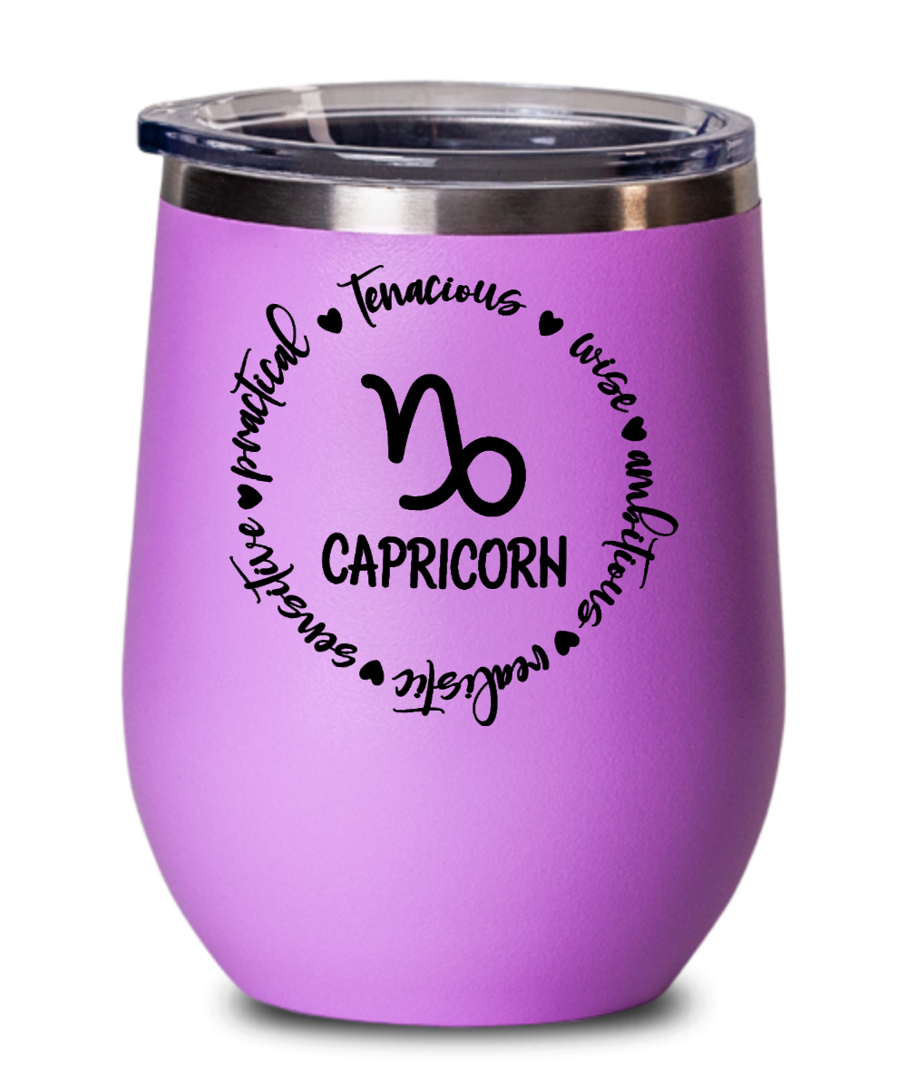 Traits of Capricorn 12oz Wine Tumbler