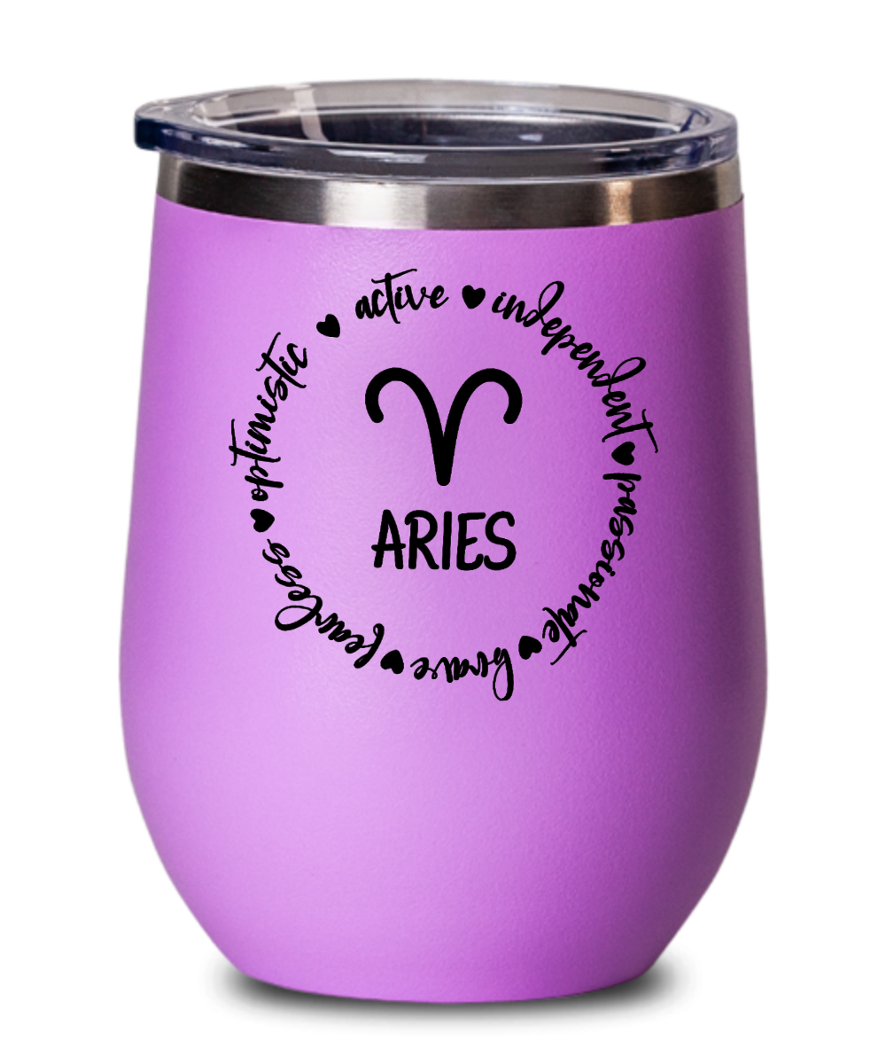 Zodiac Traits of Aries - 12oz Wine Tumbler