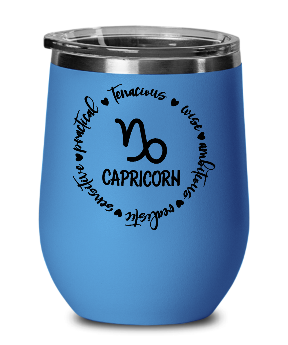 Traits of Capricorn 12oz Wine Tumbler