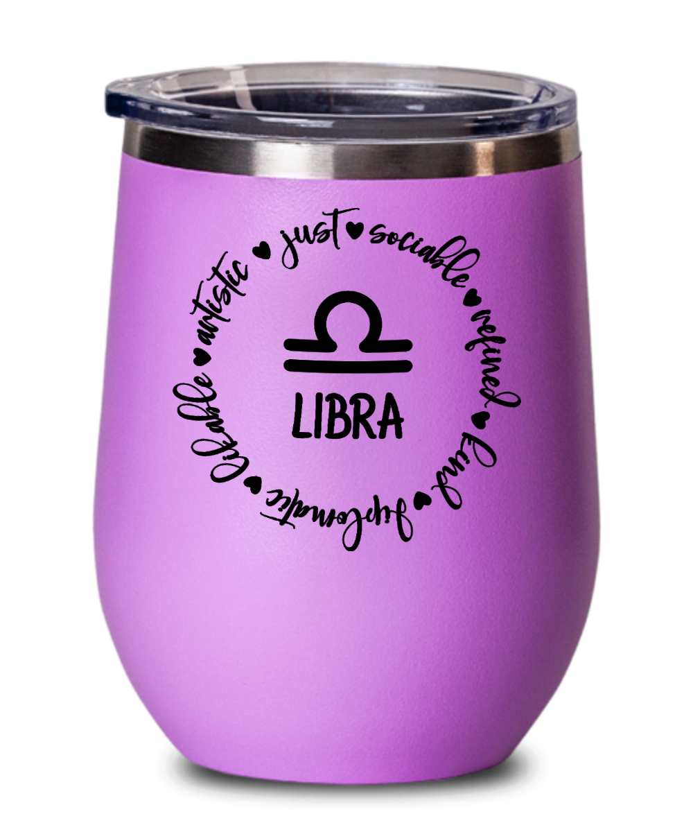 Traits of Libra 12oz Wine Tumbler