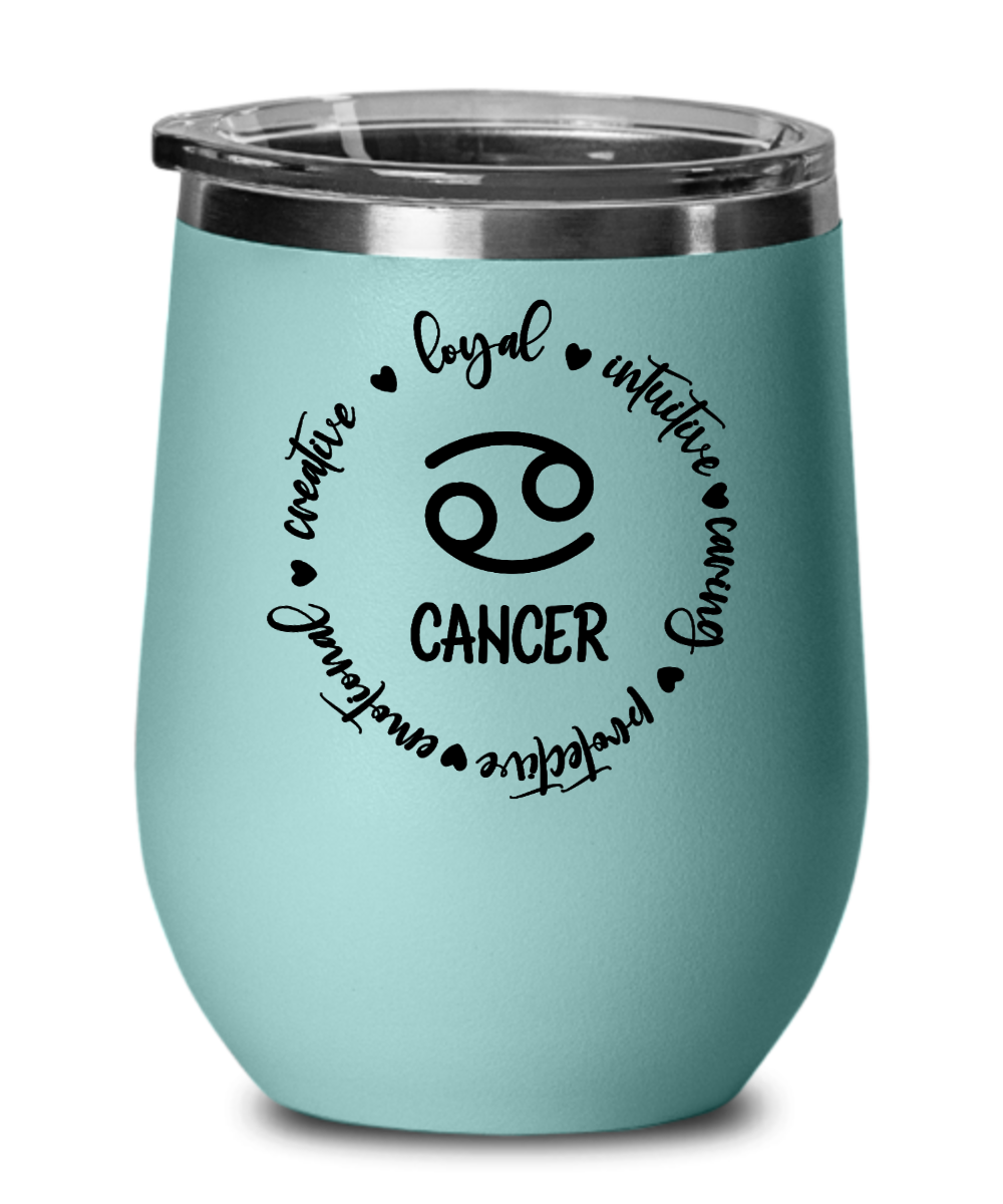 Zodiac Traits of Cancer - 12 oz Wine Tumbler