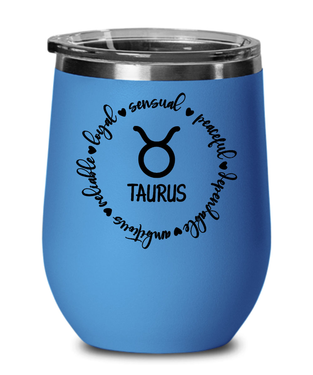 Traits of Taurus 12oz Wine Tumbler