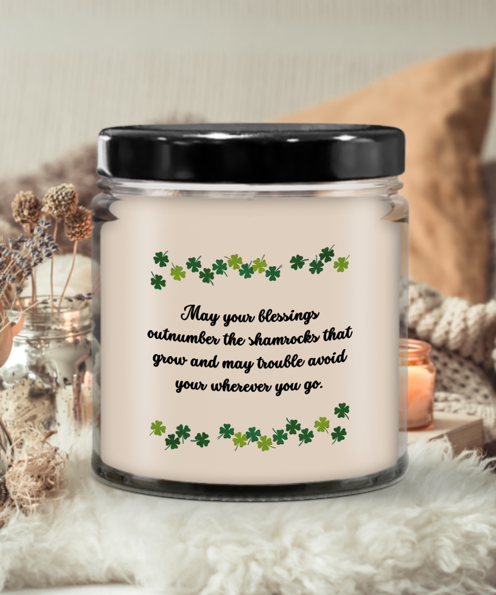 St Patrick's Day Blessings Vanilla Scented Candle - Keepsake Jar with Lid