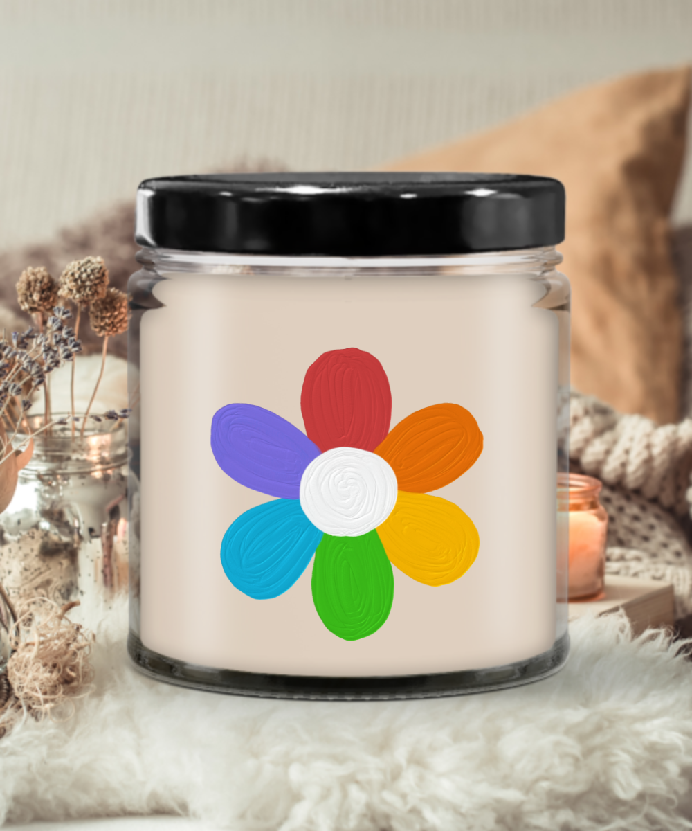 Pride Flower 9oz Vanilla Soy Candle Keepsake Jar with Lid