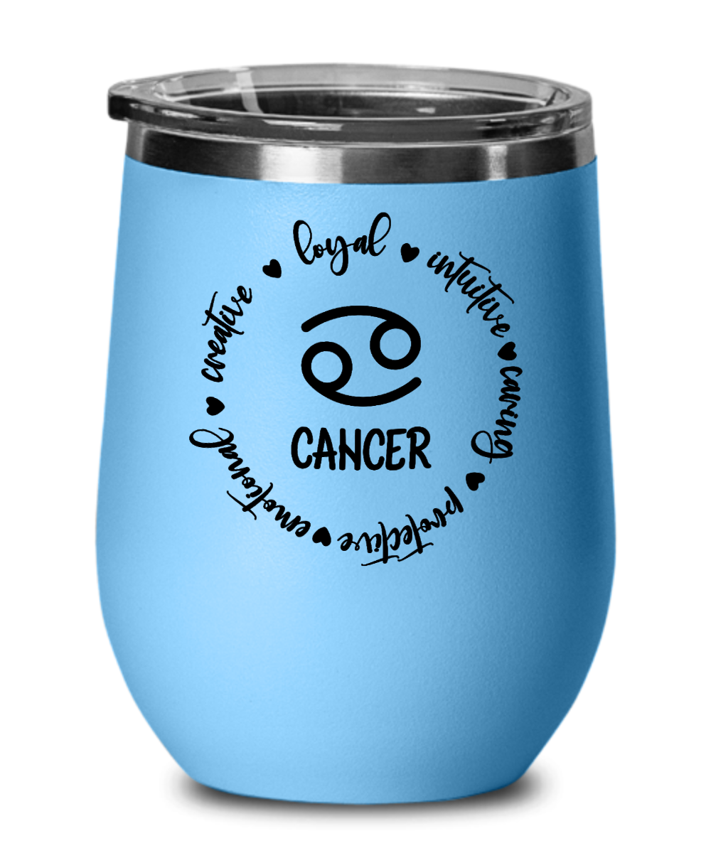 Zodiac Traits of Cancer - 12 oz Wine Tumbler