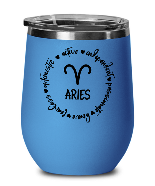 Zodiac Traits of Aries - 12oz Wine Tumbler